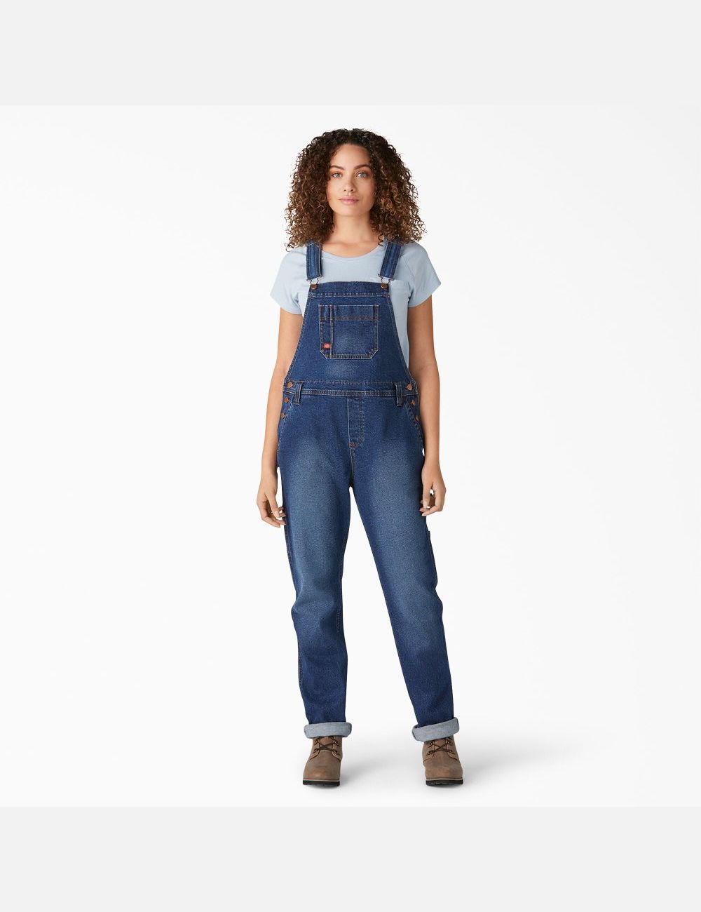 Retro Stonewashed Dickies Denim Boyfriend Fit Bib Overalls | 678GXKCBP