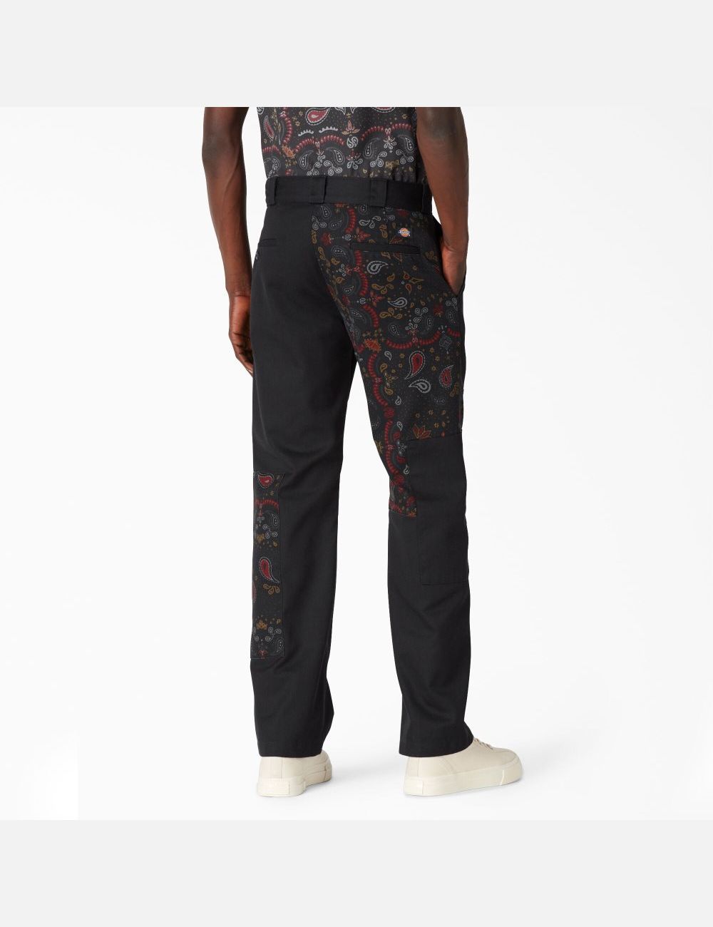 Rinsed Black Bandana Dickies Reworked Patch Pants | 675RJDGKH