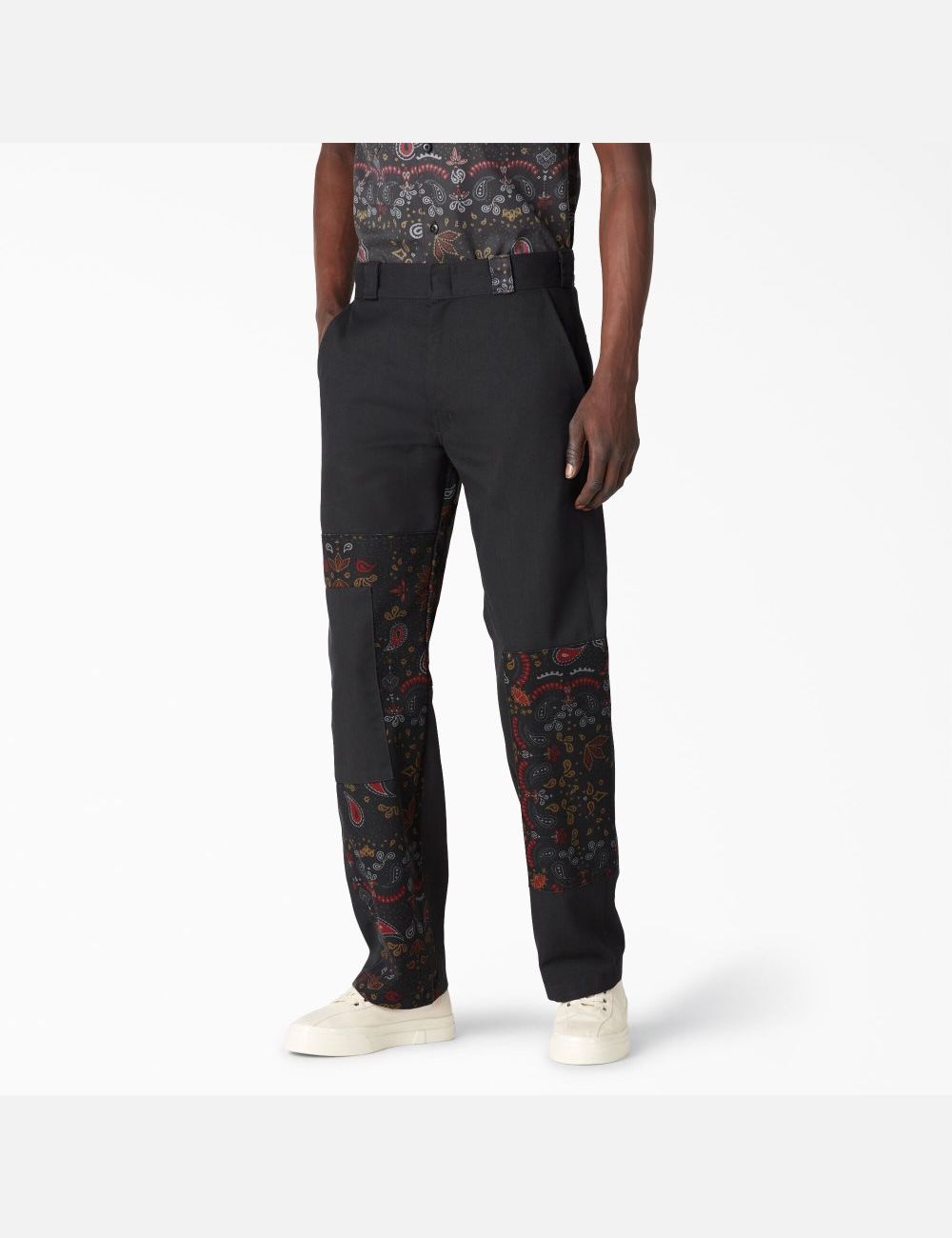 Rinsed Black Bandana Dickies Reworked Patch Pants | 675RJDGKH