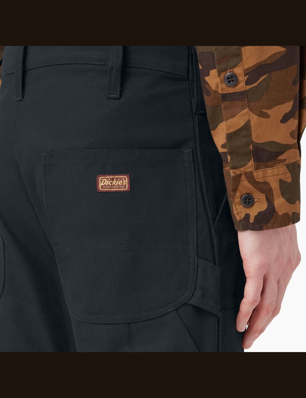 Rinsed Black Dickies 1922 Double Knee Pants | 706KNEOGS