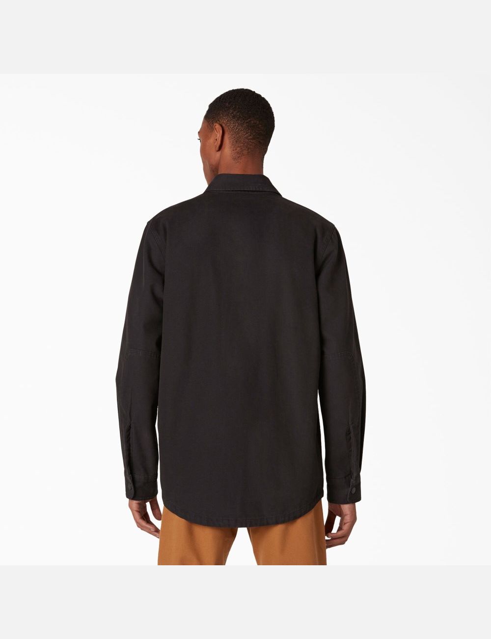 Rinsed Black Dickies Duck Flannel-Lined Shirt Button Up | 301MBRUOC