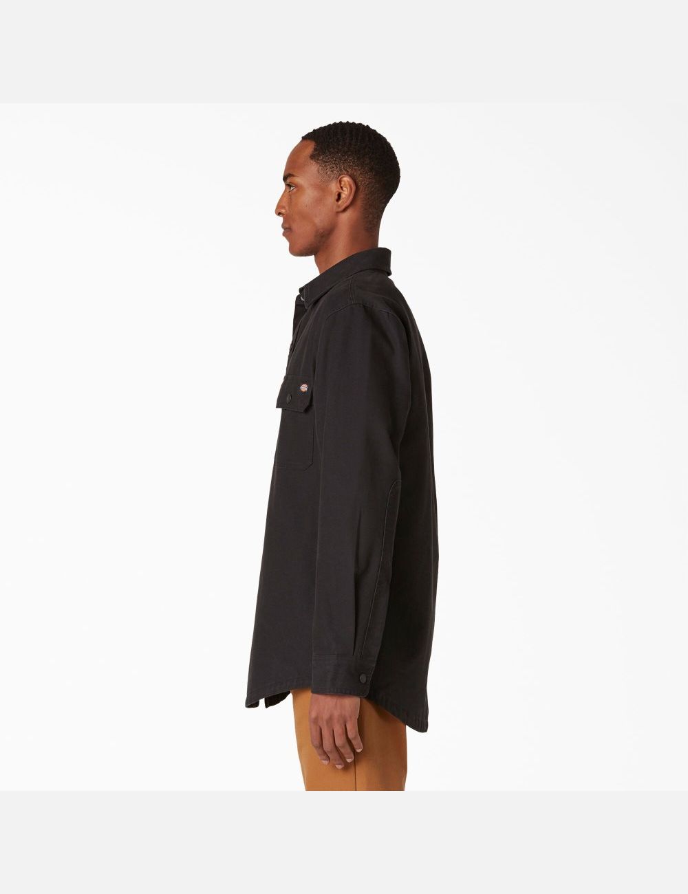 Rinsed Black Dickies Duck Flannel-Lined Shirt Button Up | 301MBRUOC