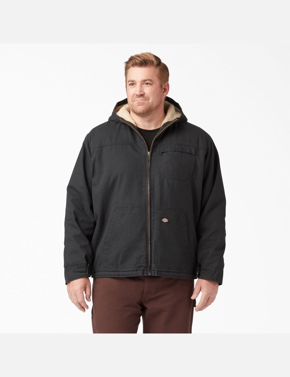 Rinsed Black Dickies Duck High Pile Fleece Lined Hooded Coats & Jackets | 360YZRCOK