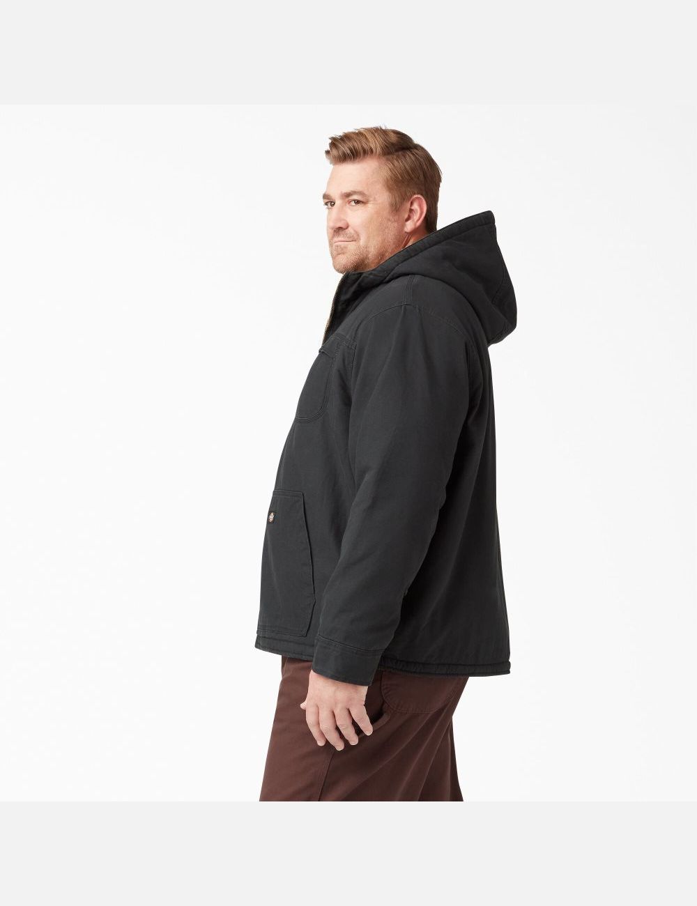 Rinsed Black Dickies Duck High Pile Fleece Lined Hooded Coats & Jackets | 360YZRCOK