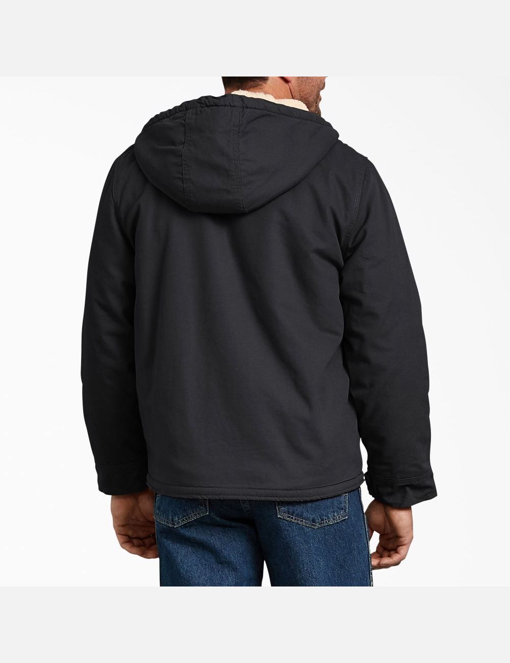 Rinsed Black Dickies Duck High Pile Fleece Lined Hooded Coats & Jackets | 805GHESYM