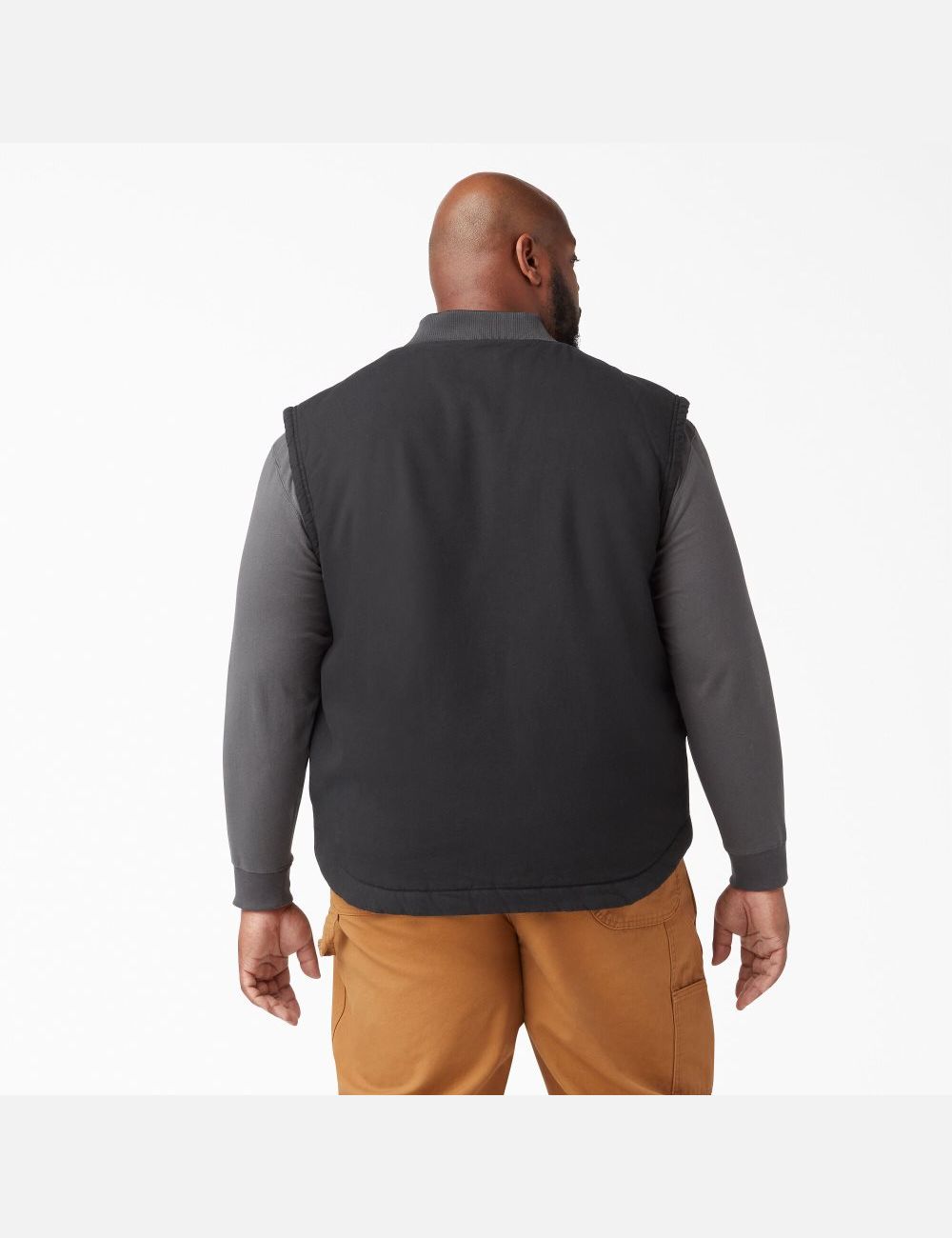 Rinsed Black Dickies High Pile Fleece Lined Duck Vests | 721ZTAPIG