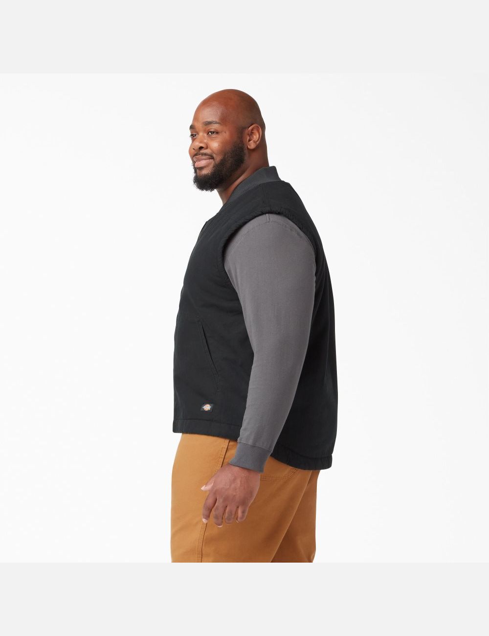 Rinsed Black Dickies High Pile Fleece Lined Duck Vests | 721ZTAPIG