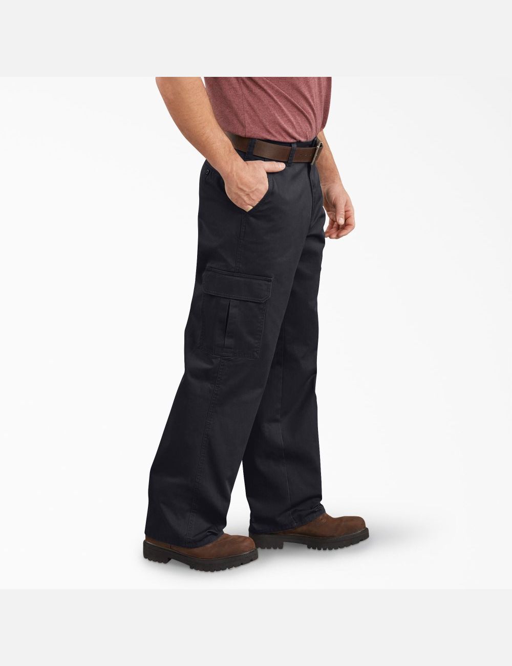 Rinsed Black Dickies Loose Straight Leg Cargo Pants | 693YZNRGL