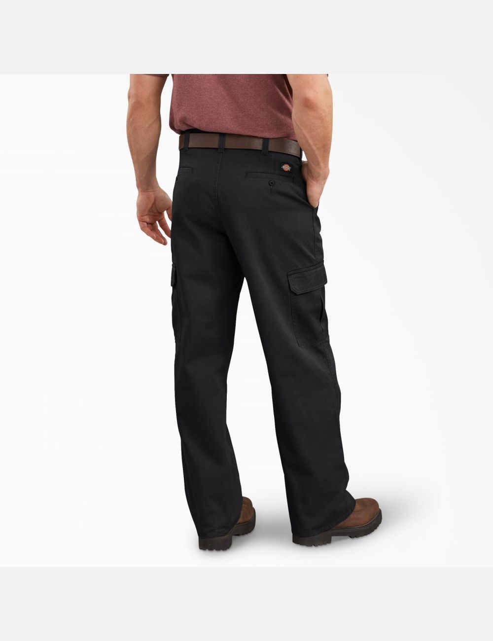 Rinsed Black Dickies Loose Straight Leg Cargo Pants | 693YZNRGL