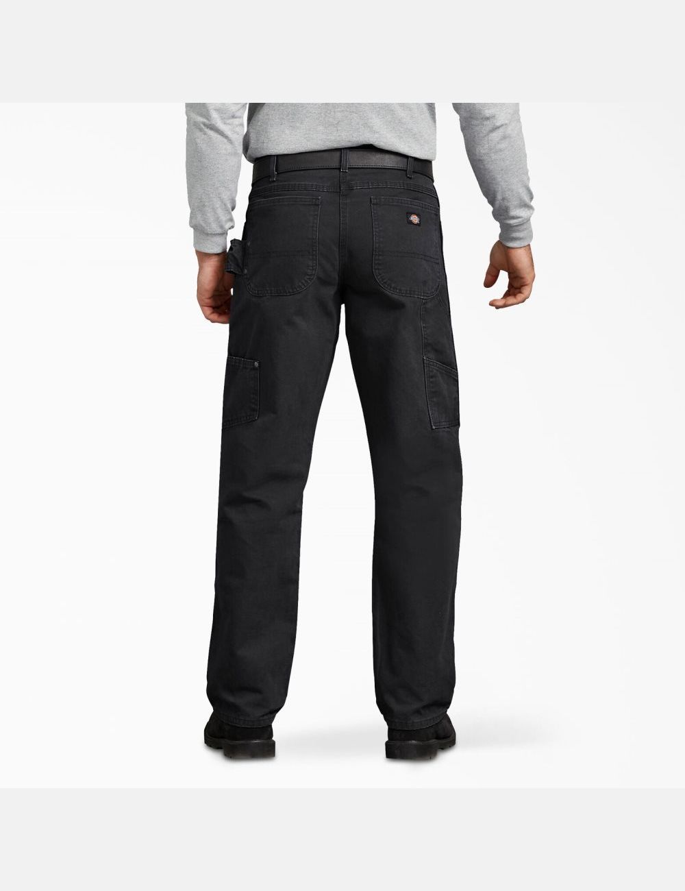 Rinsed Black Dickies Relaxed Straight Leg Sanded Duck Carpenter Pants | 804TDNYPK