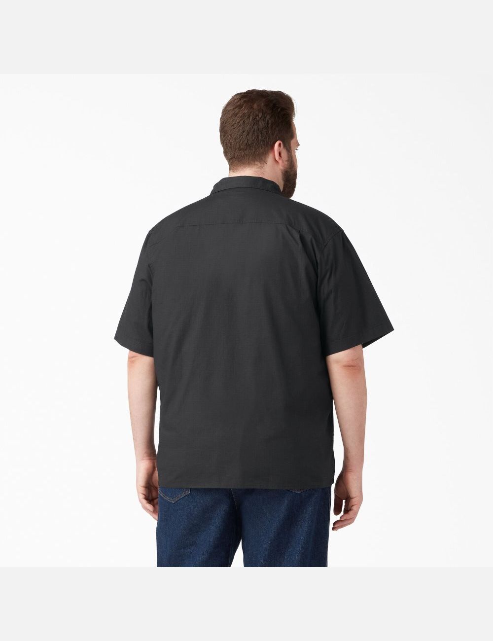 Rinsed Black Dickies Short Sleeve Ripstop Work Shirts | 194DMKNRC