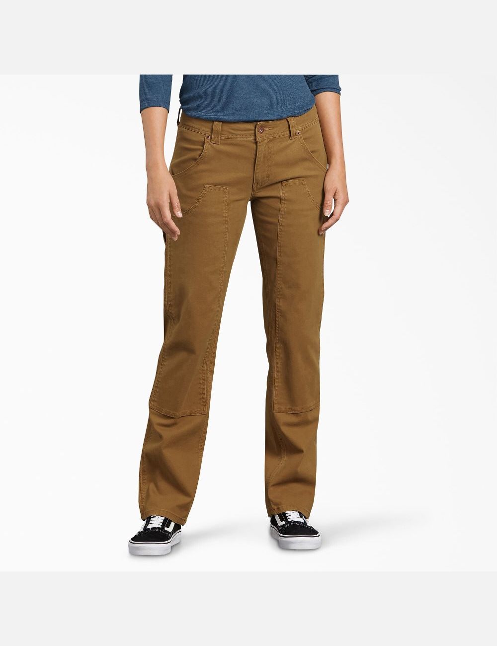 Rinsed Brown Duck Dickies Duck Double-Front Carpenter Pants | 143KSNAOU