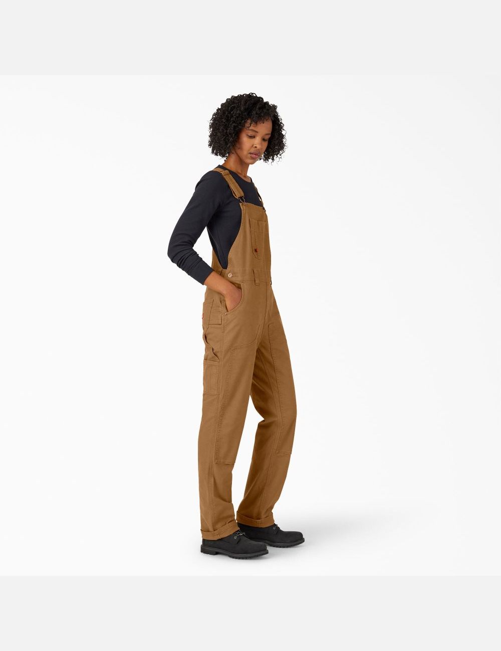 Rinsed Brown Duck Dickies Duck Double Front Bib Overalls | 956PHQCJW