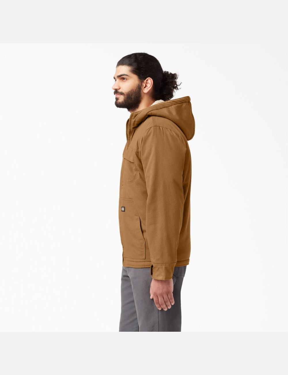 Rinsed Brown Duck Dickies Duck High Pile Fleece Lined Hooded Coats & Jackets | 175FLPOAT