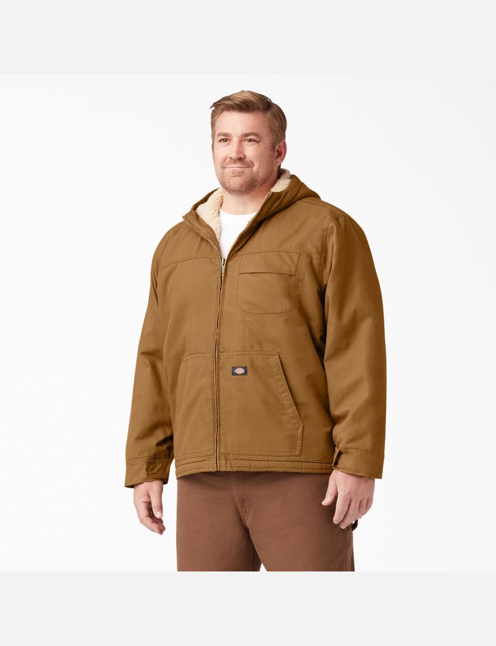 Rinsed Brown Duck Dickies Duck High Pile Fleece Lined Hooded Coats & Jackets | 175FLPOAT