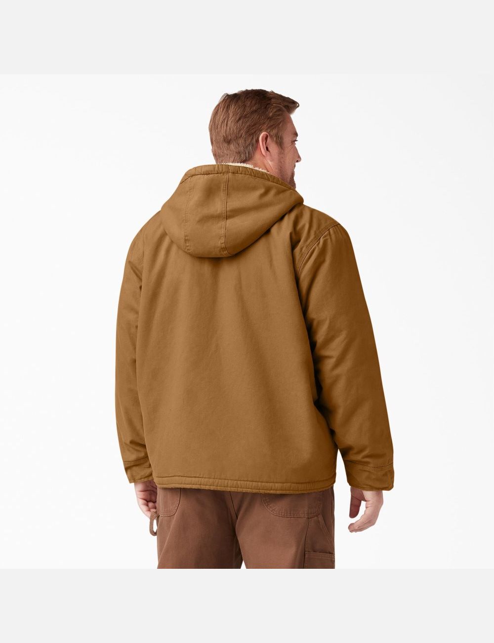 Rinsed Brown Duck Dickies Duck High Pile Fleece Lined Hooded Coats & Jackets | 175FLPOAT