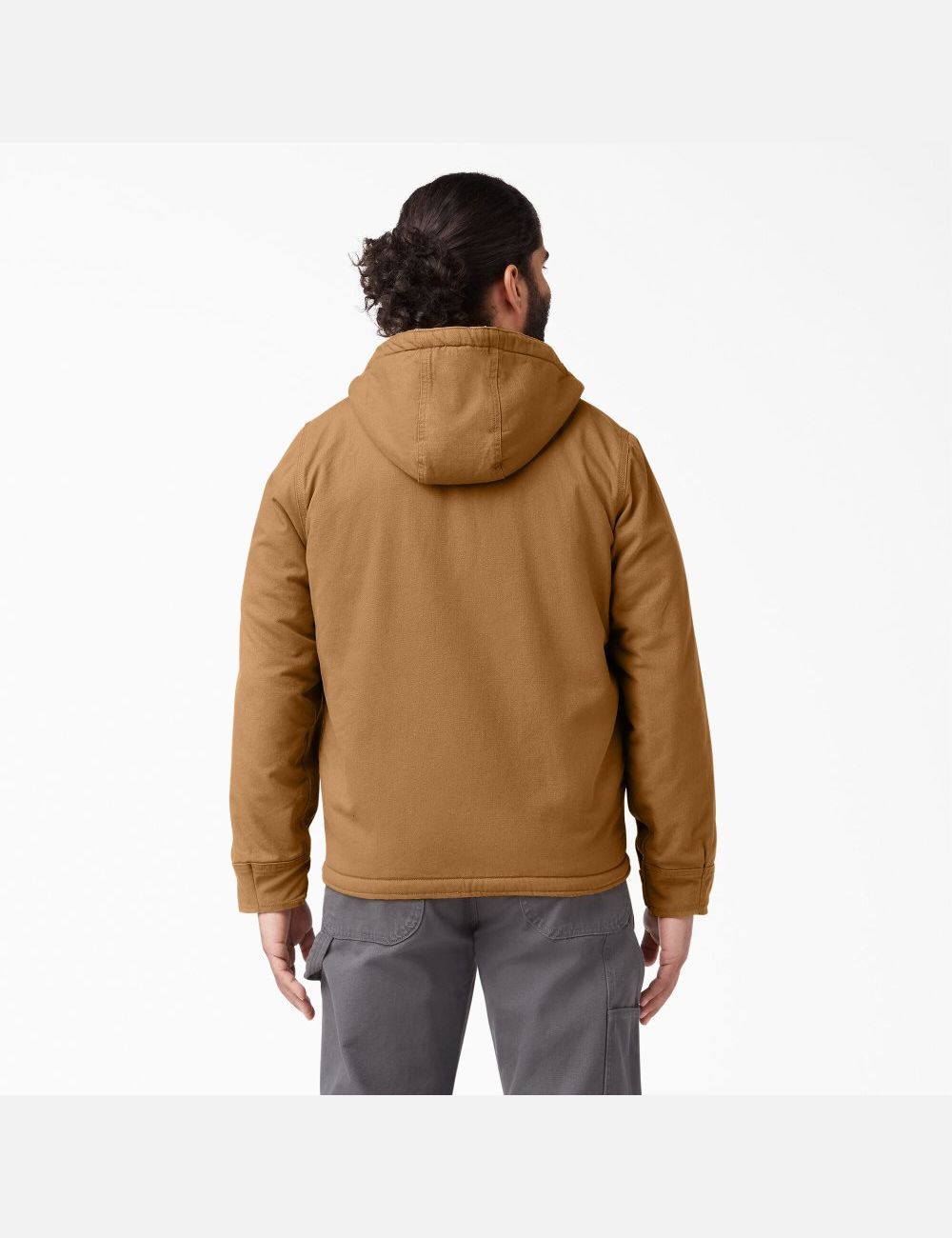 Rinsed Brown Duck Dickies Duck High Pile Fleece Lined Hooded Coats & Jackets | 520ADUPLS