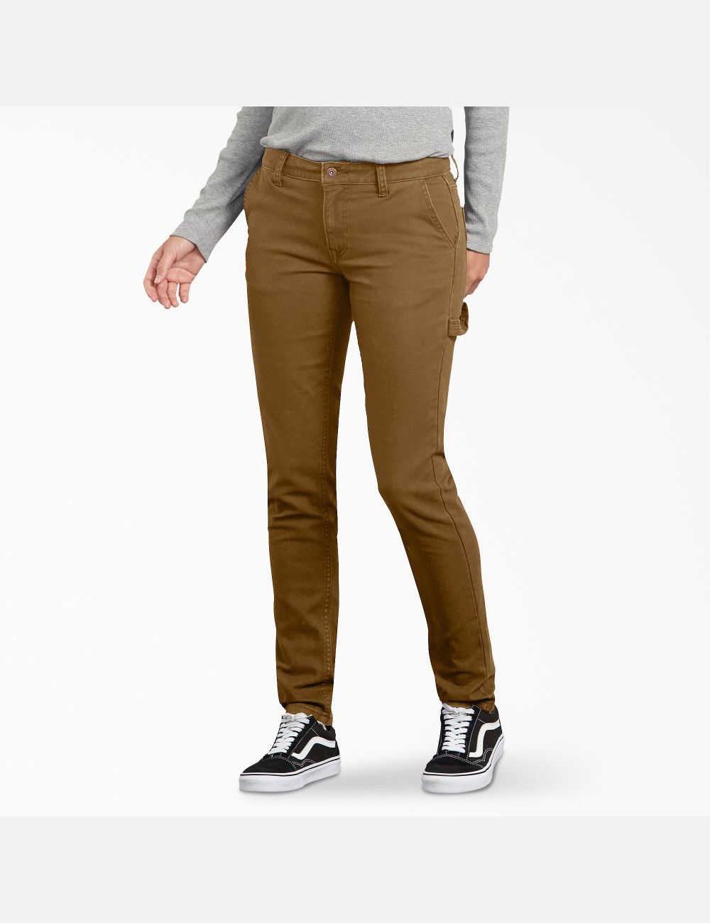 Rinsed Brown Duck Dickies Duck Slim Carpenter Pants | 296ECAGPS