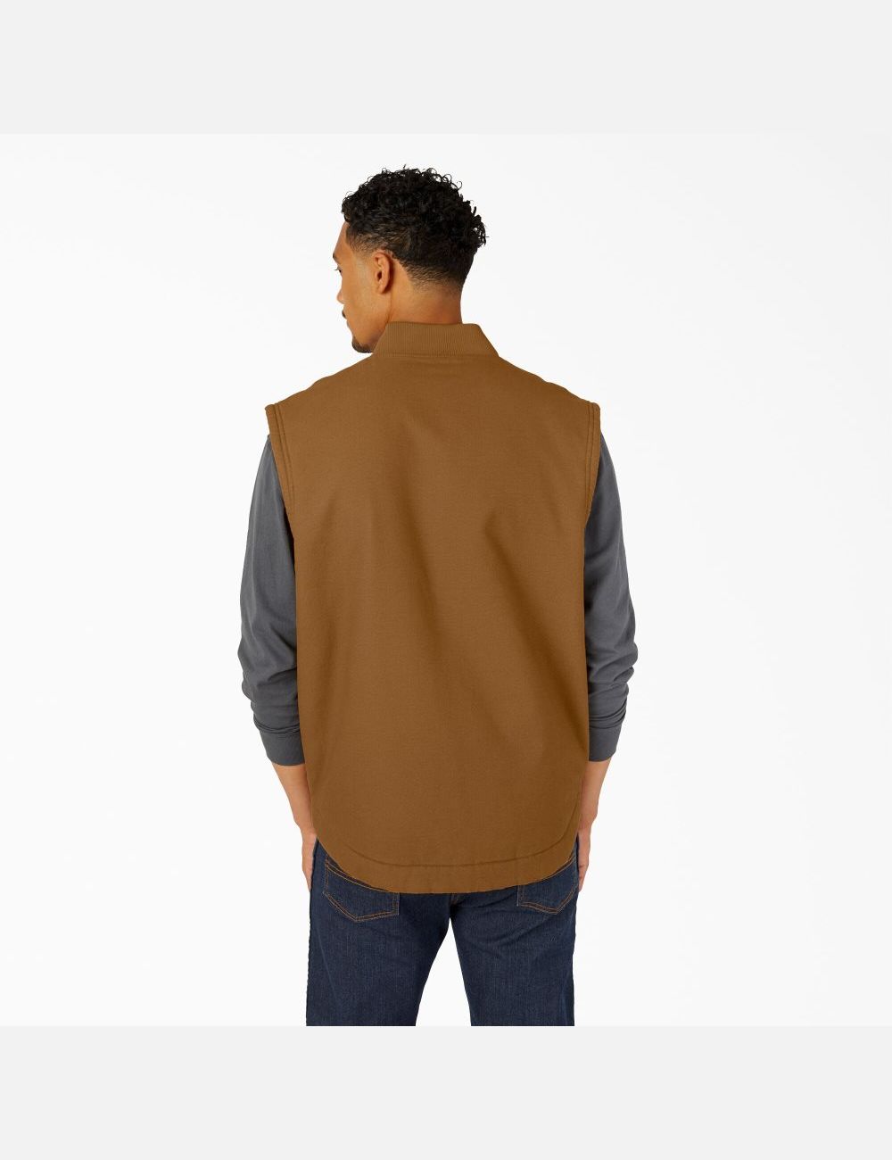 Rinsed Brown Duck Dickies High Pile Fleece Lined Duck Vests | 417BTFJGW