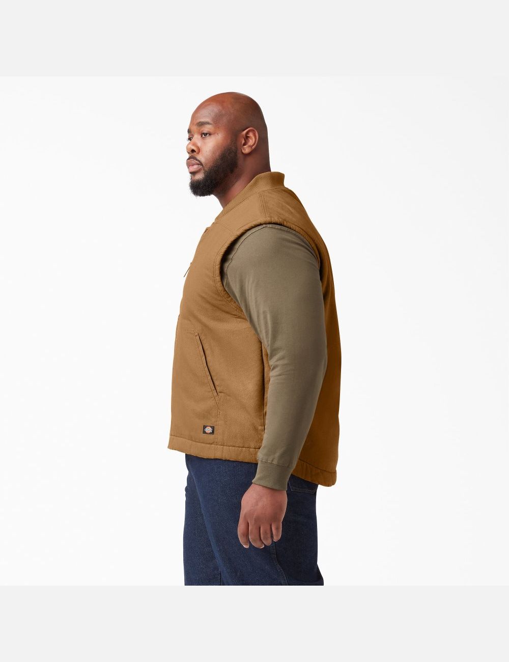 Rinsed Brown Duck Dickies High Pile Fleece Lined Duck Vests | 417BTFJGW