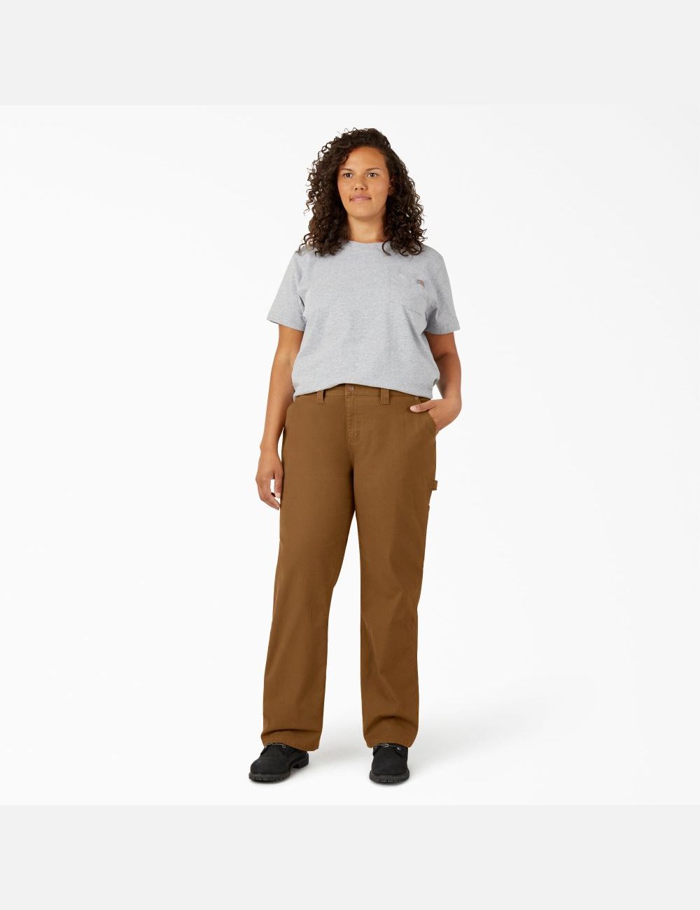 Rinsed Brown Duck Dickies Plus Duck Carpenter Pants | 431OKQDXH