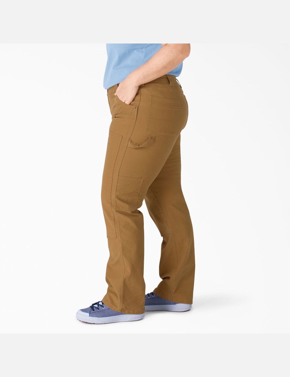 Rinsed Brown Duck Dickies Plus Duck Double-Front Carpenter Pants | 120YXRNJE