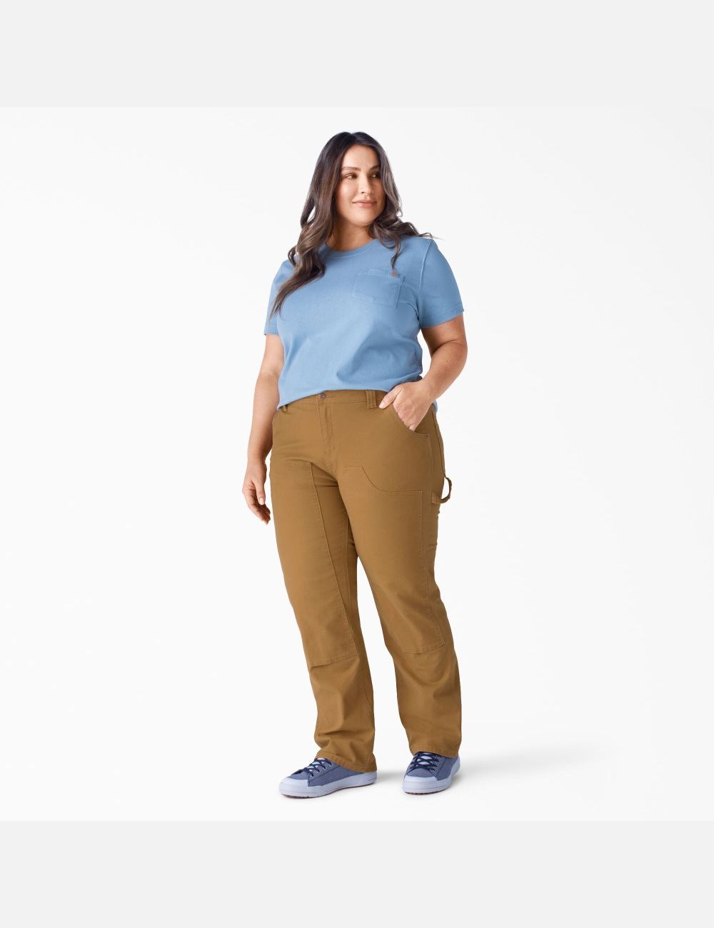 Rinsed Brown Duck Dickies Plus Duck Double-Front Carpenter Pants | 120YXRNJE