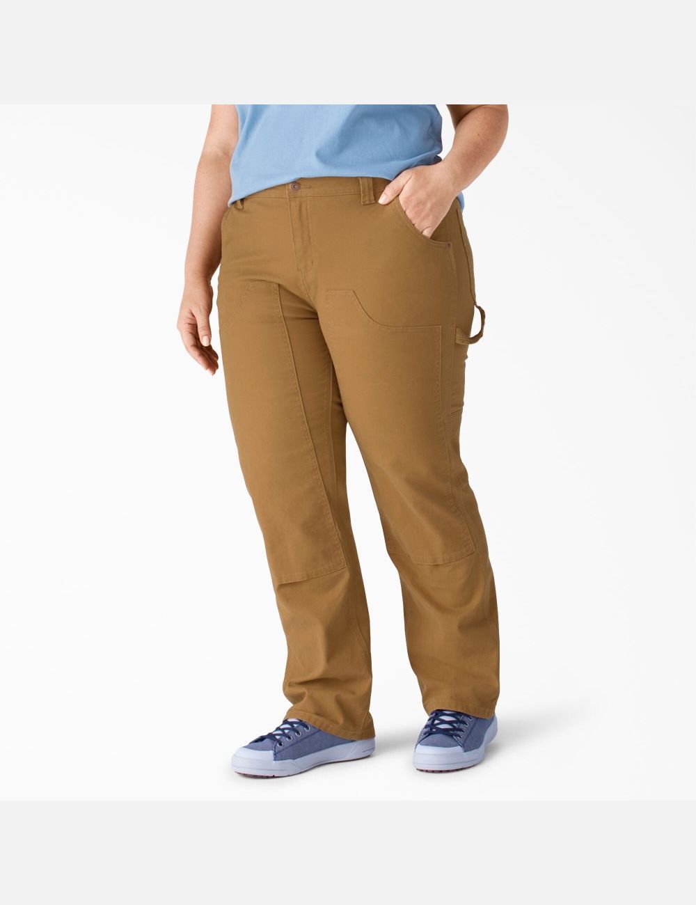 Rinsed Brown Duck Dickies Plus Duck Double-Front Carpenter Pants | 120YXRNJE