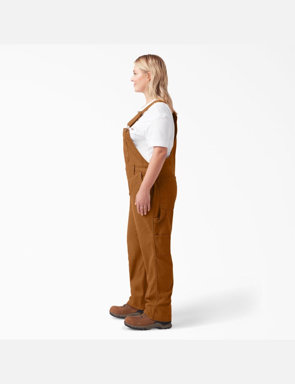 Rinsed Brown Duck Dickies Plus Relaxed Fit Straight Leg Bib Coveralls & Overalls | 709QSCVRH