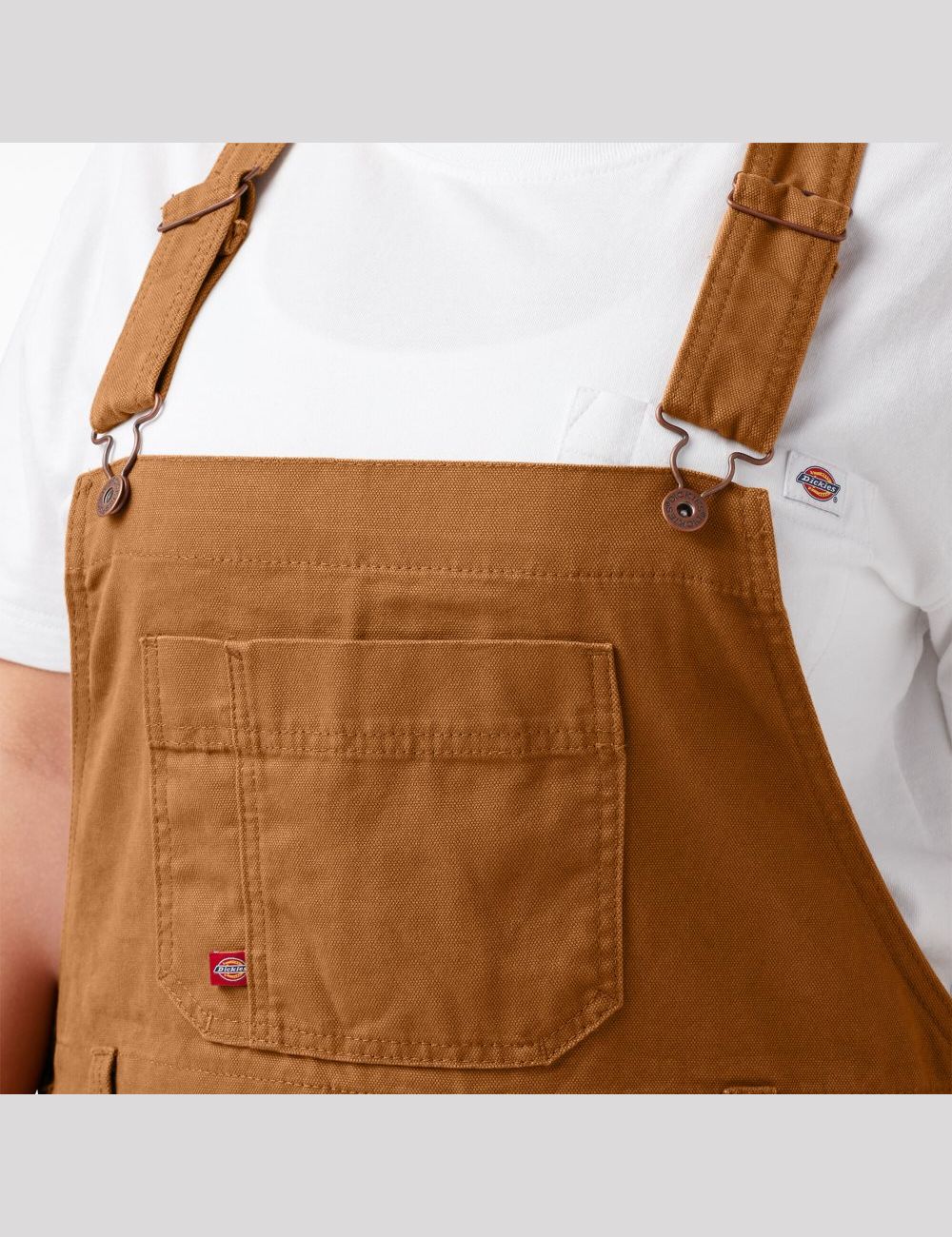 Rinsed Brown Duck Dickies Plus Relaxed Fit Straight Leg Bib Coveralls & Overalls | 709QSCVRH