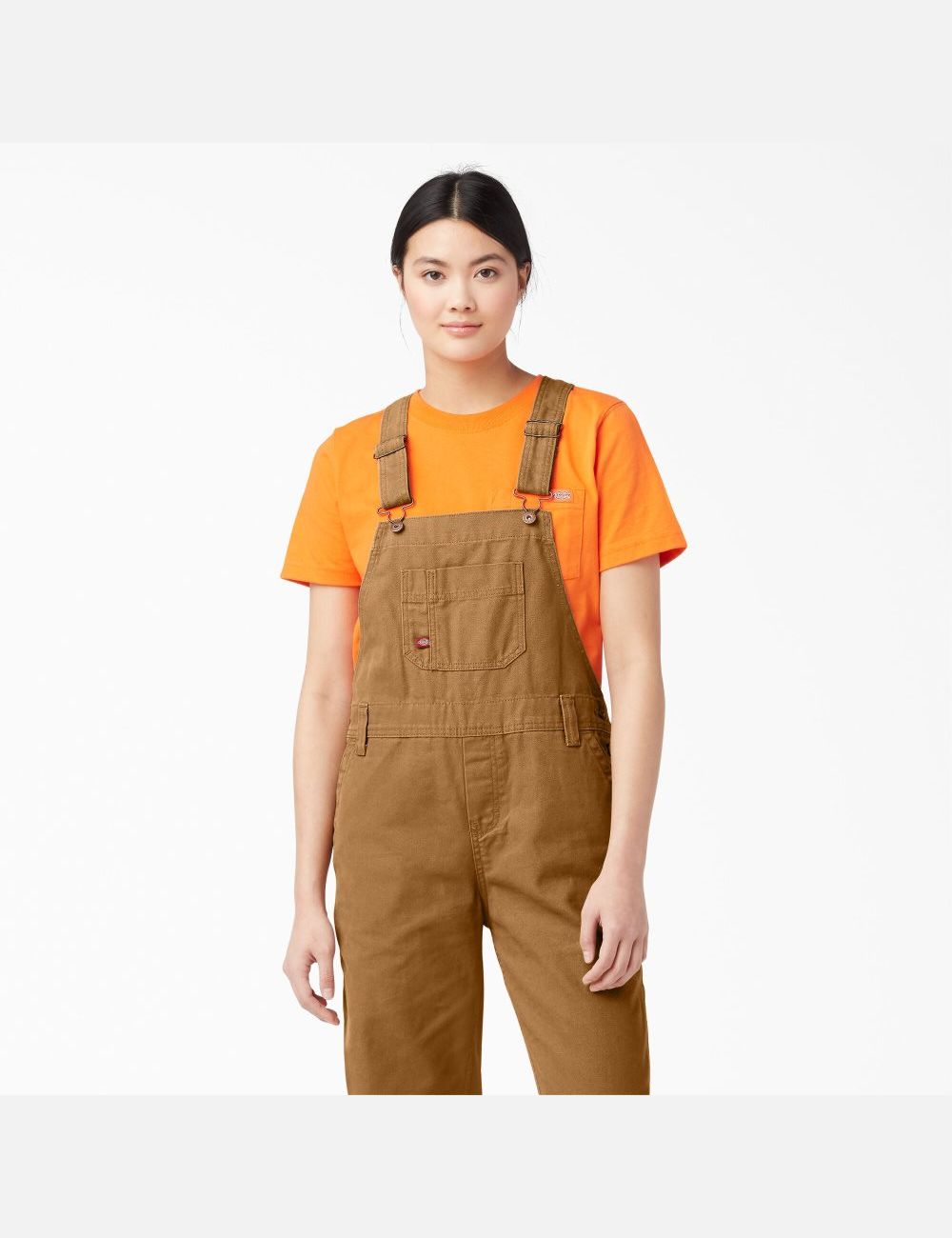 Rinsed Brown Duck Dickies Relaxed Fit Bib Overalls | 130MNRTKV