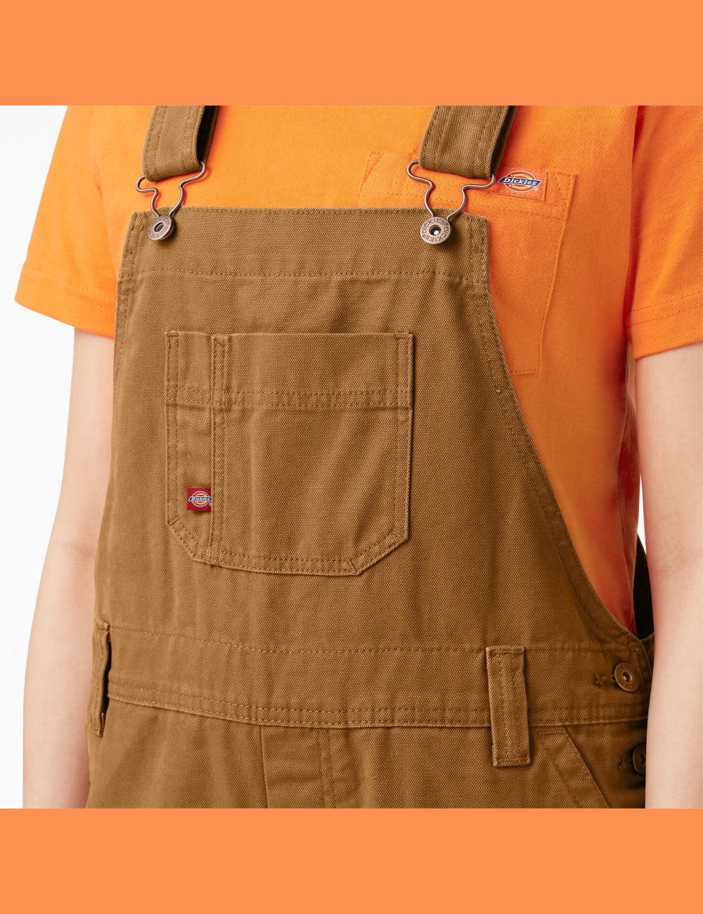 Rinsed Brown Duck Dickies Relaxed Fit Bib Overalls | 130MNRTKV