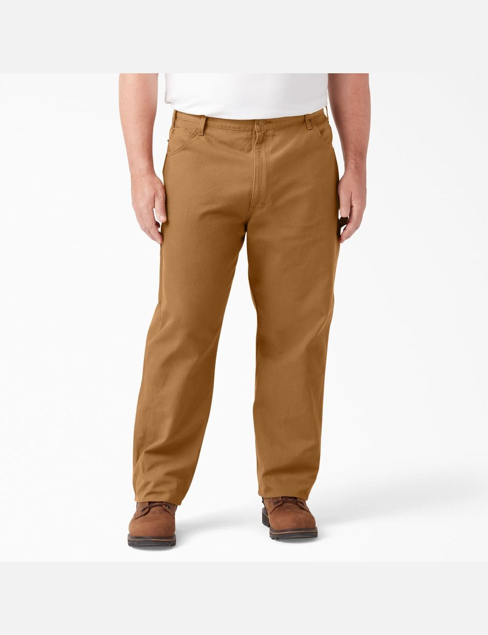 Rinsed Brown Duck Dickies Relaxed Straight Leg Heavyweight Duck Carpenter Pants | 092JSDCHP