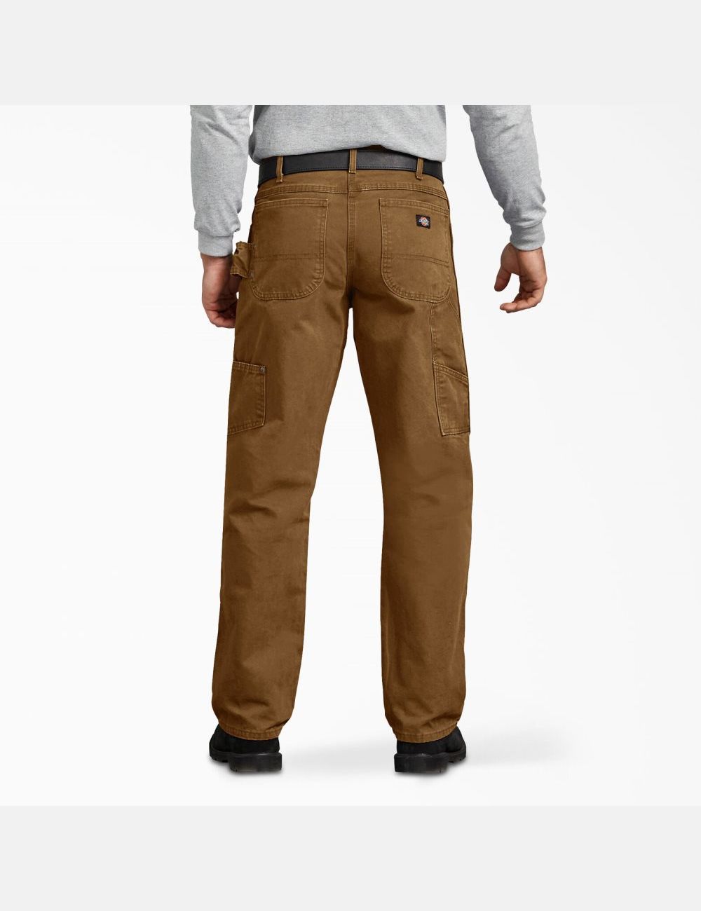 Rinsed Brown Duck Dickies Relaxed Straight Leg Sanded Duck Carpenter Pants | 210UYXZJQ