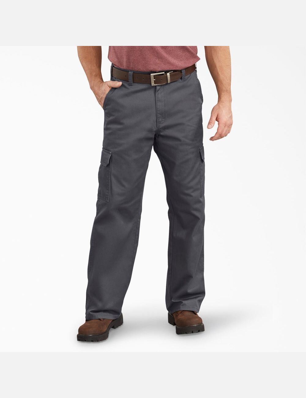 Rinsed Charcoal Gray Dickies Loose Straight Leg Cargo Pants | 417GPYXAD