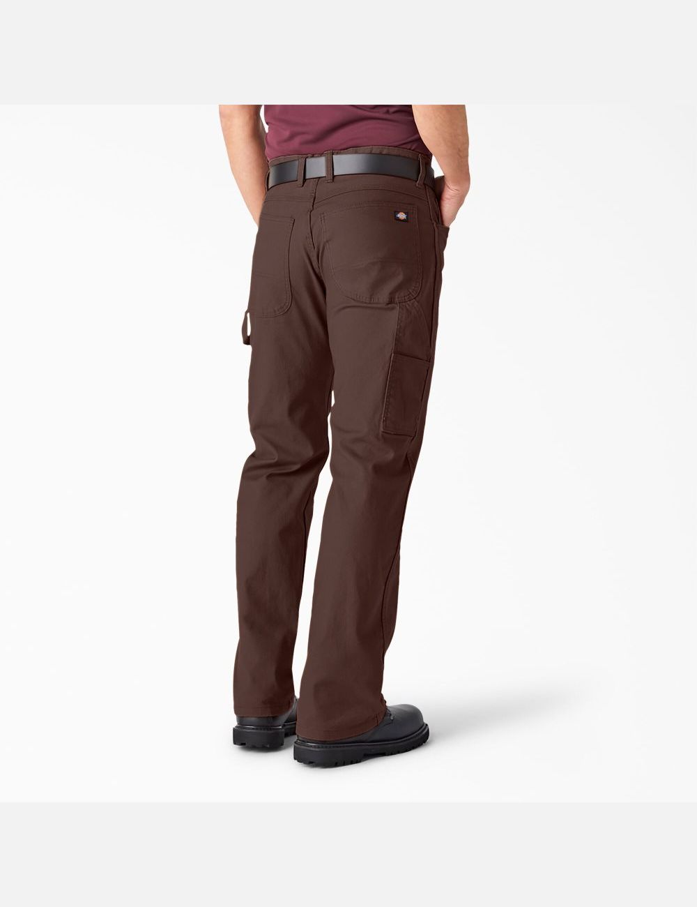 Rinsed Chocolate Brown Dickies Relaxed Straight Leg Heavyweight Duck Carpenter Pants | 609UMQLHB