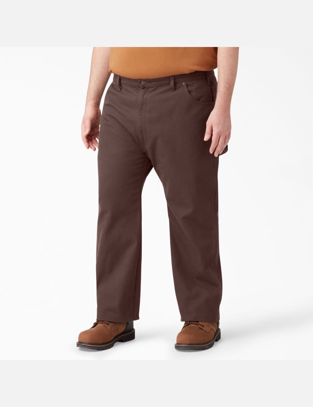 Rinsed Chocolate Brown Dickies Relaxed Straight Leg Heavyweight Duck Carpenter Pants | 609UMQLHB