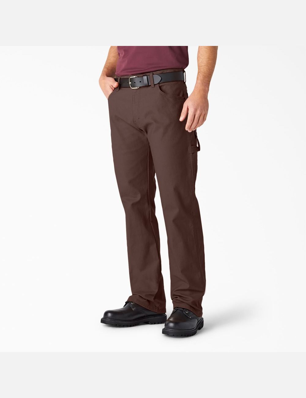 Rinsed Chocolate Brown Dickies Relaxed Straight Leg Heavyweight Duck Carpenter Pants | 609UMQLHB