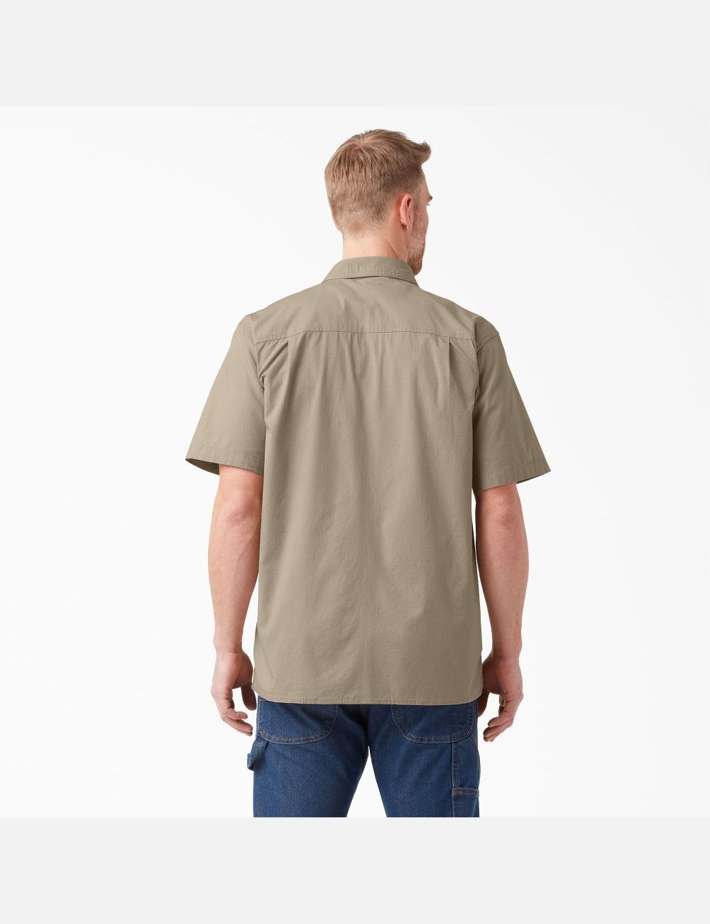 Rinsed Desert Sand Dickies Short Sleeve Ripstop Work Shirts | 537UTSXZP