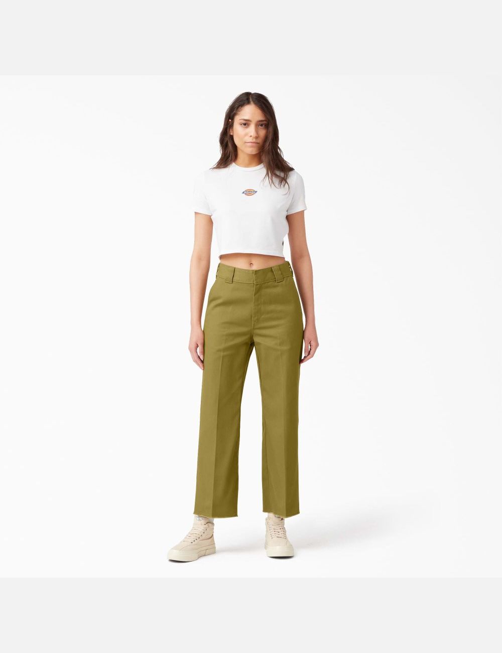 Rinsed Green Moss Dickies Twill Cropped Pants | 734TWQABP