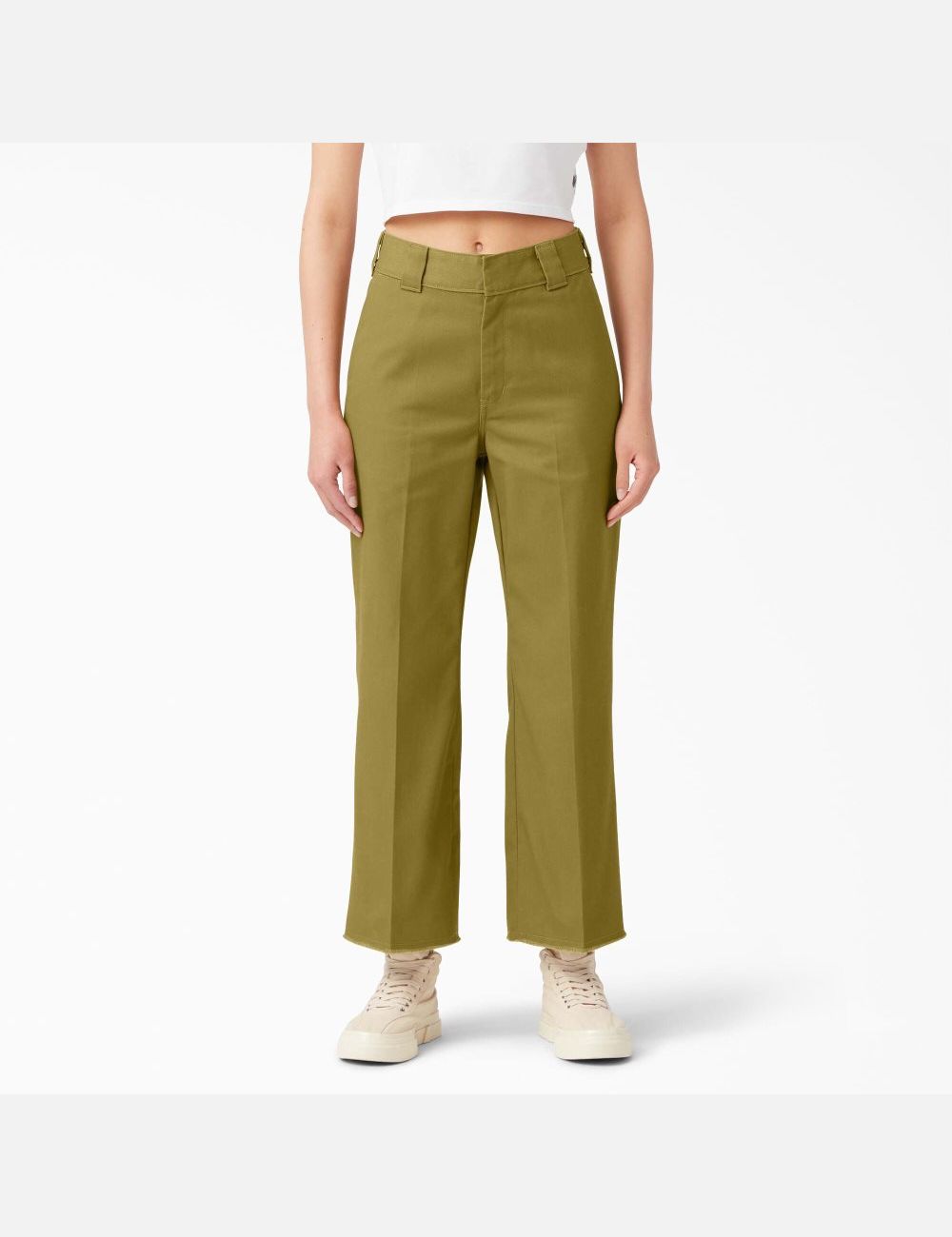 Rinsed Green Moss Dickies Twill Cropped Pants | 734TWQABP