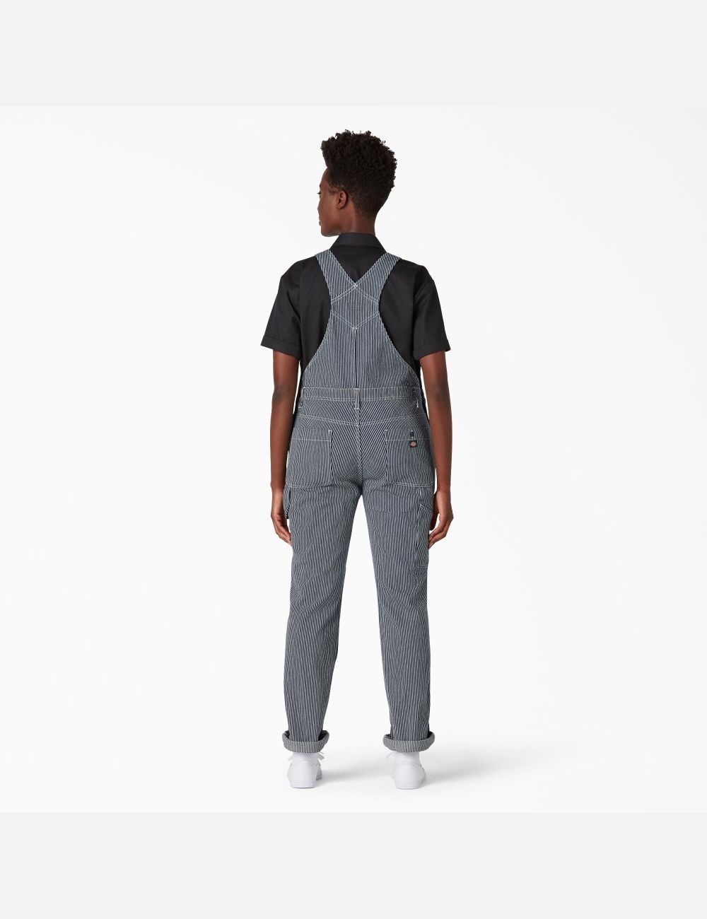 Rinsed Hickory Stripe Dickies Hickory Stripe Double Knee Bib Overalls | 329ZCJQFN