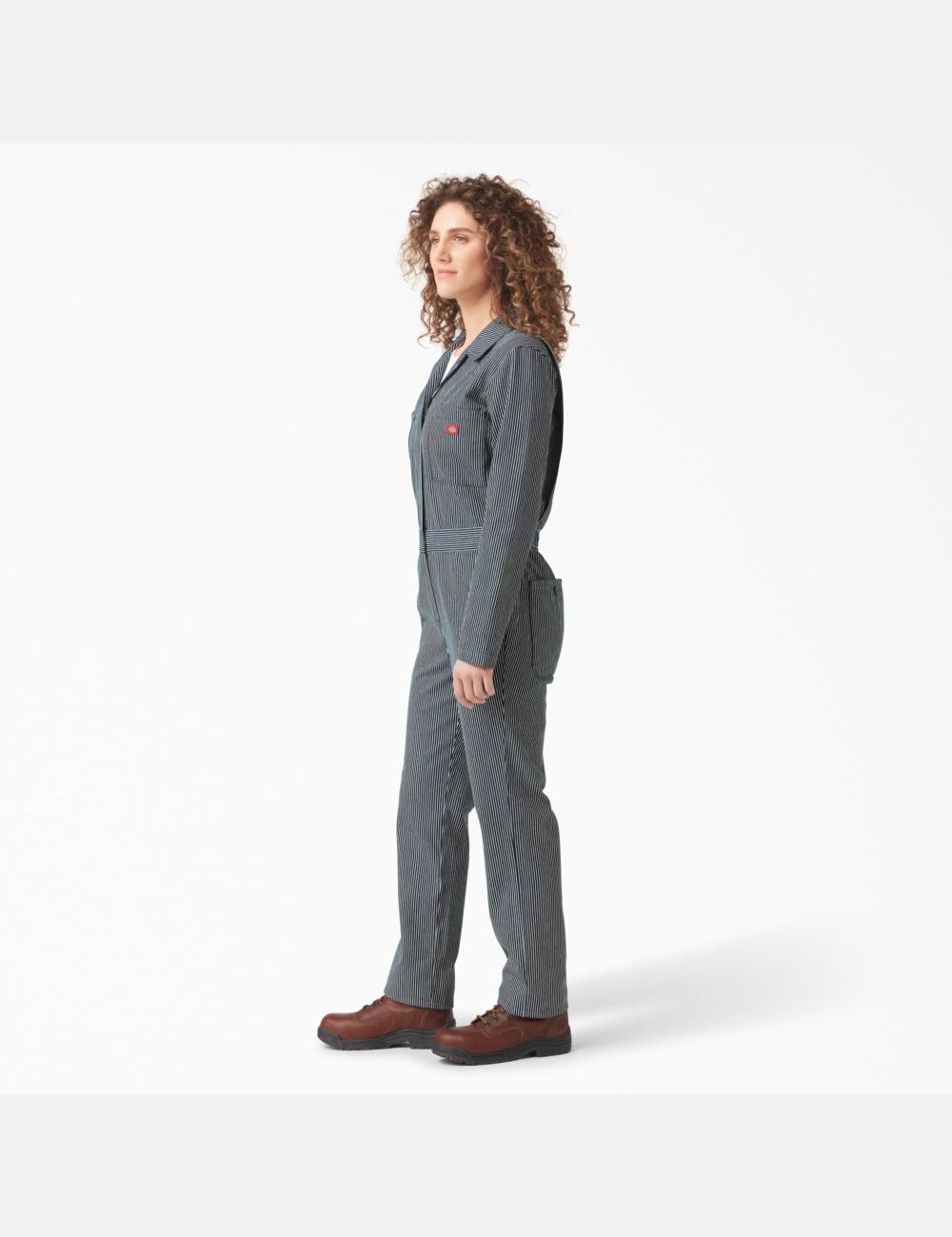 Rinsed Hickory Stripe Dickies Long Sleeve Hickory Stripe Coveralls | 856CLKQVZ