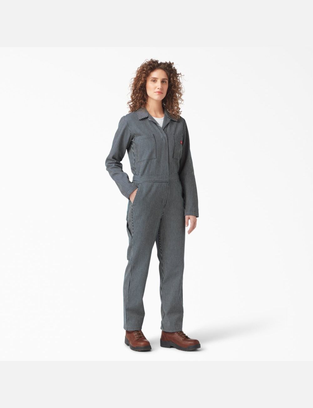 Rinsed Hickory Stripe Dickies Long Sleeve Hickory Stripe Coveralls | 856CLKQVZ