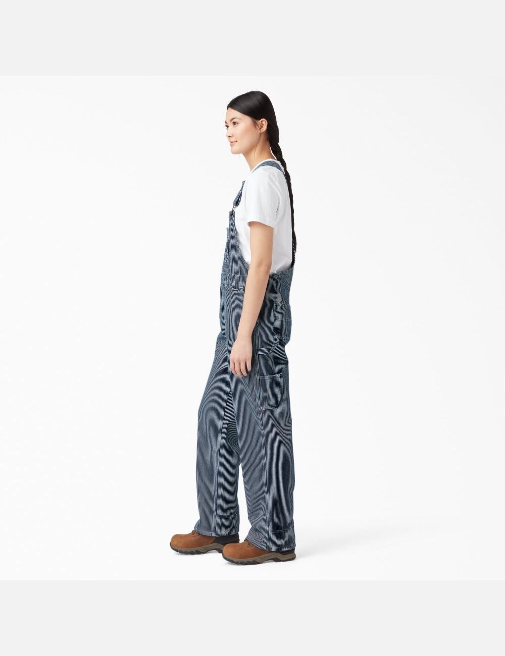 Rinsed Hickory Stripe Dickies Relaxed Fit Bib Overalls | 542NKPXCR