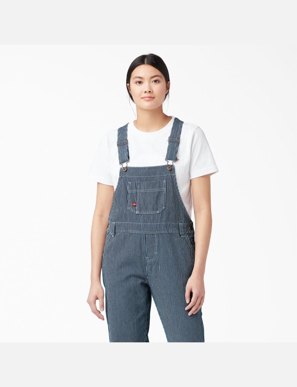 Rinsed Hickory Stripe Dickies Relaxed Fit Bib Overalls | 542NKPXCR