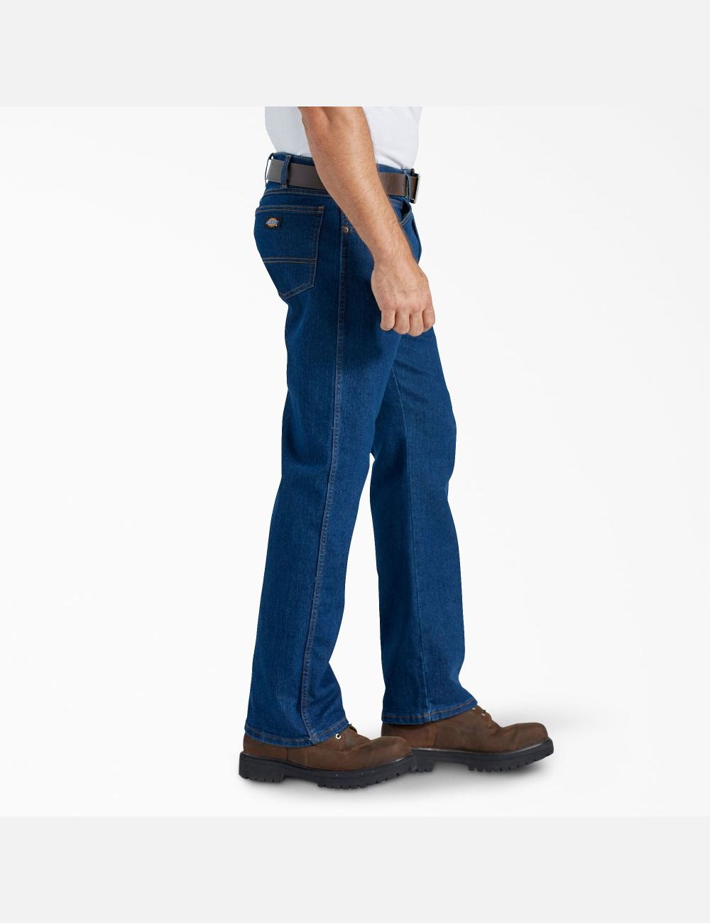 Rinsed Indigo Blue Dickies Active Waist Regular Fit Jeans | 643IOAHCX