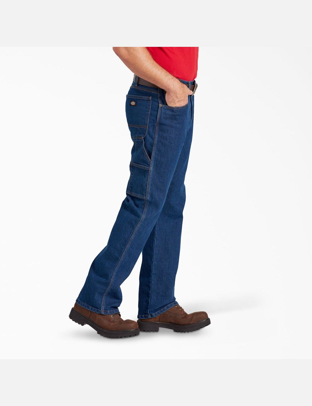 Rinsed Indigo Blue Dickies FLEX Relaxed Fit Straight Leg Carpenter Jeans | 970OWCHKV