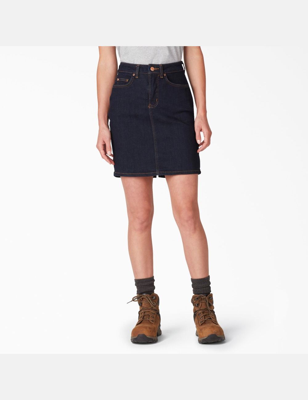 Rinsed Indigo Blue Dickies Perfect Shape Denim Skirts & Dresses | 143KWQXRH