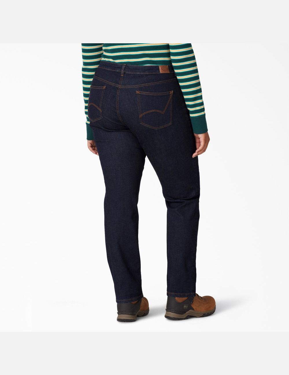 Rinsed Indigo Blue Dickies Perfect Shape Plus Straight Leg Stretch Denim Jeans | 908MCNIBA